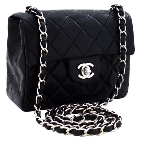 chanel black chain purse|Black Chanel bag silver chain.